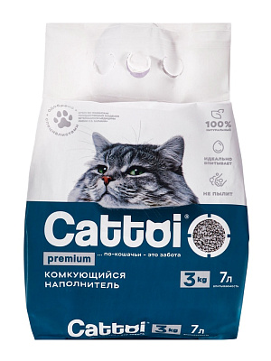 Наполнитель минеральный комкующийся Cattoi Premium 3кг пластиковый пакет   