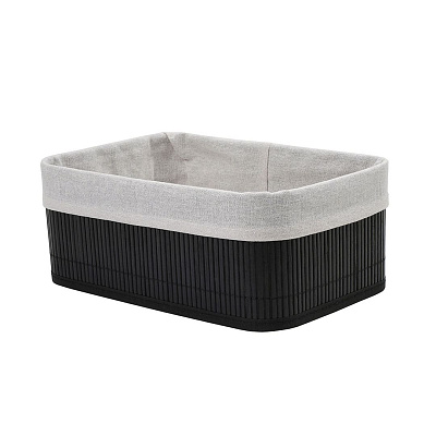 Корзина стеллажная "Бамбук", Д250 Ш150 В100, чёрный, белый