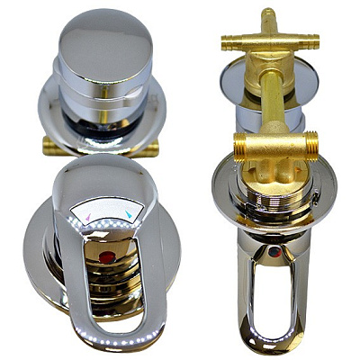 Смеситель для душевой кабины 3 режима, под хомут, 1/2", (межосевое рас.10 см)