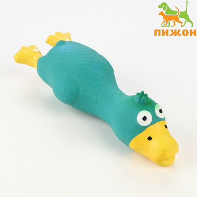 Игрушка для собак пищащая  из латекса Утка 17см синяя   