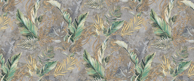 989727 Обои флизелиновые LETO, мотив серо-зелёный 1,06х10.05м