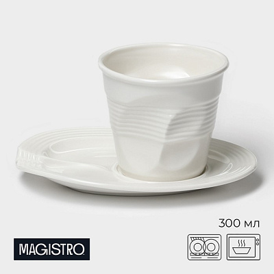 Чайная пара Magistro "Бланш" кружка 300 мл цвет белый