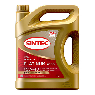 Масло моторное 5W40 SINTEC PLATINUM 7000, SN/CF A3/B4 Синтетическое 4л
