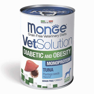 Корм Monge VetSolution Dog Диабетик и Обесити д/собак при сахарном диабете и лишнем весе 400г