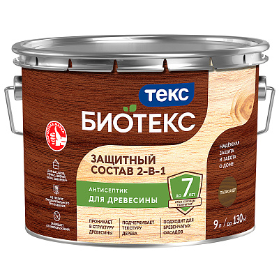Антисептик декоративный Bioteks для дерева 2в1 палисандр 9л