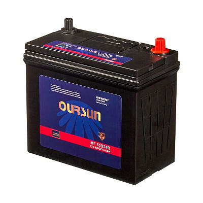 Аккумулятор 55B24R Ёмкость 45 Ah, Пусковой ток 430А OURSUN JIS MF
