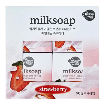 Мыло с ароматом клубники и молока Shower Mate Soap white Strawberries Milk Scent 90г