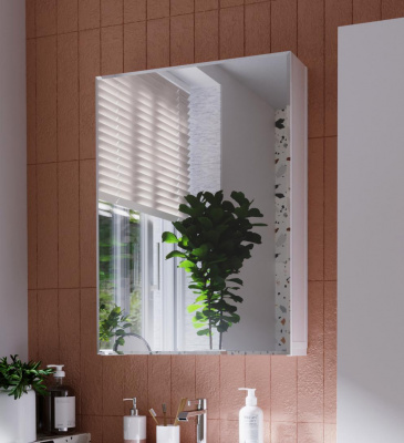 Шкаф-зеркало "Соната 60", белый глянец (Ш600хГ142хВ800)