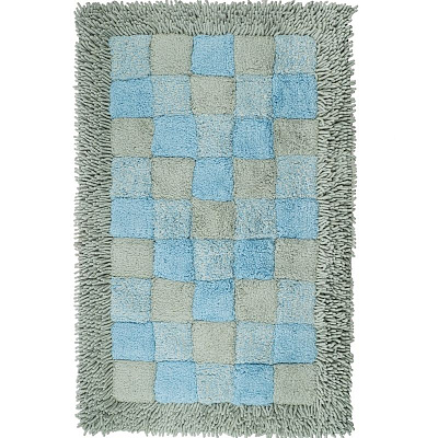 Коврик для ванной "Шахматы" одинарный, голубой 60*100cm