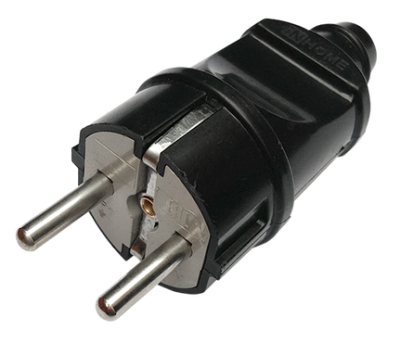 4690612009025 Вилка прямая с заземлением 16А черная 4240 IN HOME