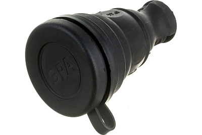 Розетка каучуковая, IP44, прямая, с/з, 16А, черная