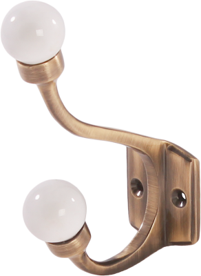 LKBR184АВ Крючок пальто, шапка, с керамикой, латунь