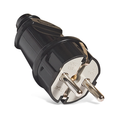 А1010 Вилка UNIVersal прямая с-з черная 16А 250В (еврослот)