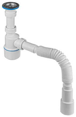 Сифон для умыв.1.1/4" х 40 (вып.с нерж.решёткой) с унив. г. т. 40 х 40/50 MasterProf