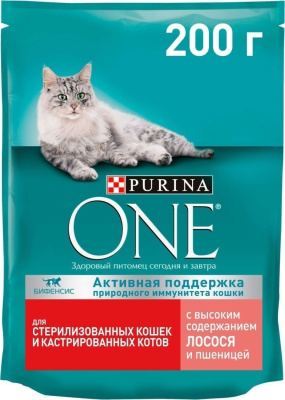 12562542 Корм сухой Purina ONE для стерилизованных кошек Лосось 200г