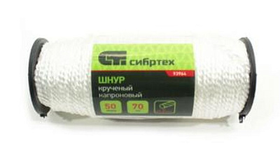 Шнур капроновый (шнурка) 2 мм, L 50 м/катушка, 70 кгс, СИБРТЕХ