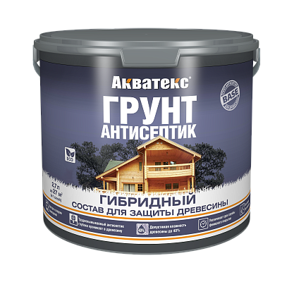 Грунт-антисептик для древесины гибридный Акватекс 2,7л