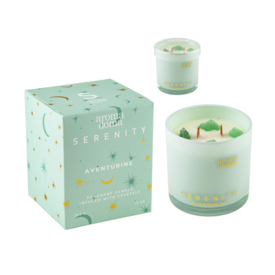 881012 Свеча Serenity  Авантюрин 2 фитиля 9х9см с эфф. потрескивания