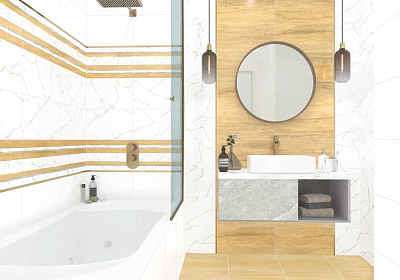 Плитка настенная Elemento Bianco Carrara 250*500*9 цвет: белый (1,62 м2 в уп/63.375 м в пал)