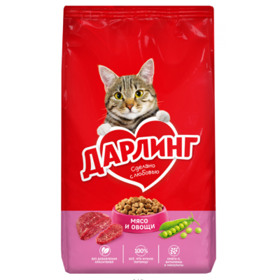 12557585 Сухой корм Дарлинг для кошек мясо с овощами 760г