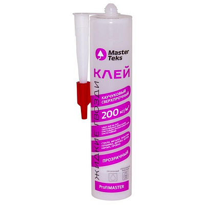 Жидкие гвозди "MasterTeks PM" каучуковый, 200 кг/м2, прозрачный, 300гр 