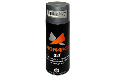Грунт-эмаль по ржавчине аэрозольная Monarca RAL9006, Белый Алюминий, 520 мл