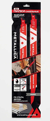 Пилки сабельные METALLICA Ultra S1210VF 300/275мм шаг 3,2/5мм, BiM Vario, по дереву с гвоздями 2шт