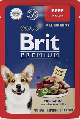 Влажный корм Brit Premium  д/соб Говядина/Соус 85г