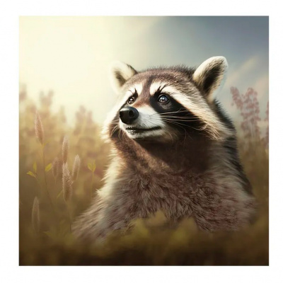 CV 1390 Картина на холсте Затаившийся енот 30х30см.