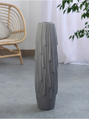 Ваза керамика напольная "Ганс" 58х13 см, серый   